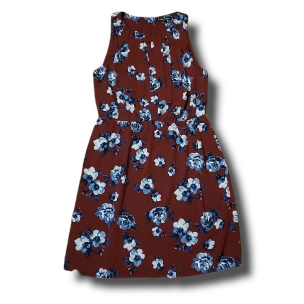 𝅺Stitch Fix | 41 Hawthorn‎ Eden A Line Keyhole Burgundy Floral Dress Sz Small